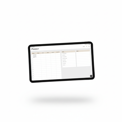 Digital Planner mockup on iPad, clean minimal white background